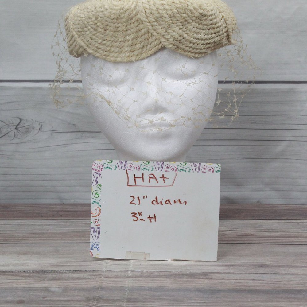 *Vintage! Everitt Womens Cream Spun Woven Crochet Hat - Picture 11 of 11